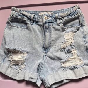 Hollister Light Blue Distressed Jean Shorts